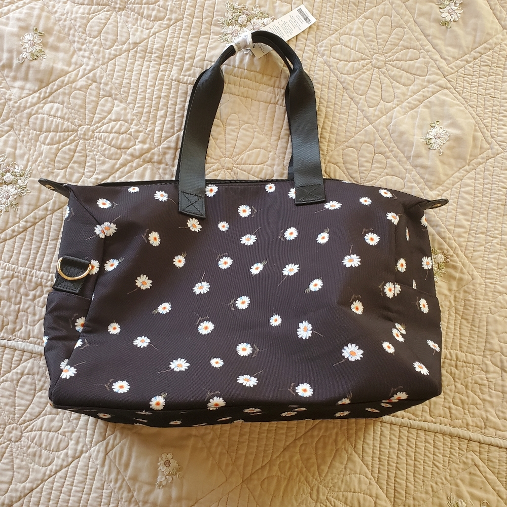 Alice + Olivia X FabFitFun Navy Blue Floral Daisy Print Weekender Duffel Bag NEW - Picture 2 of 10